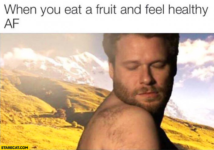 When you eat a fruit and feel healthy Seth Rogen Kanye West video trolling