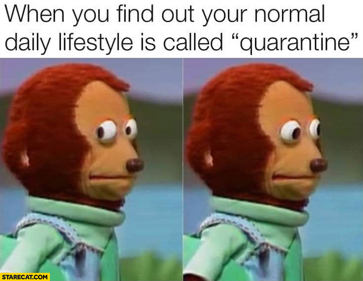 When you find out your normal daily lifestyle is called quarantine