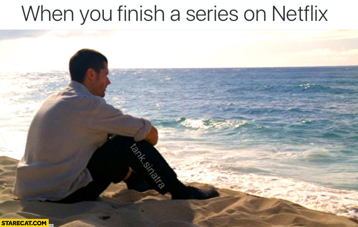 When you finish a series on Netflix: man staring at sea