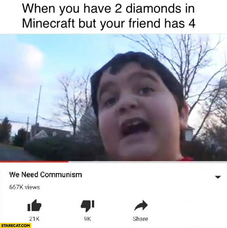 When you have 2 diamonds in Minecraft, but your friend has 4: we need communism