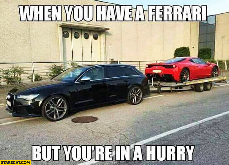 When you have a Ferrari but you’re in a hurry Audi car carrier