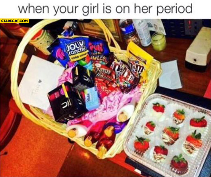 When your girl is on her period basket of sweets