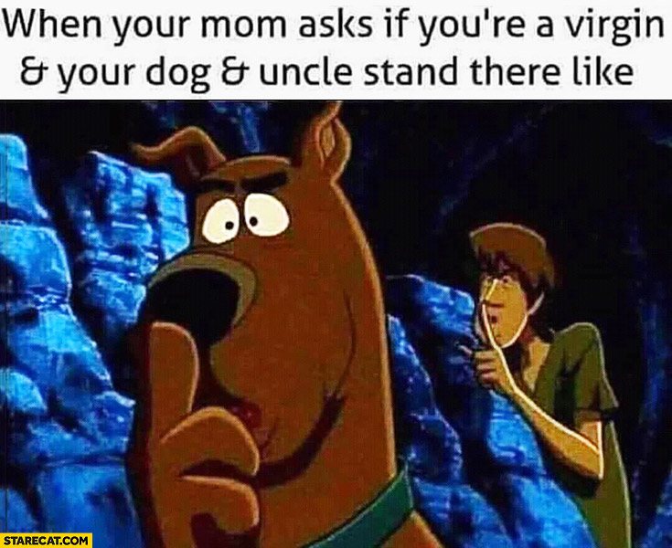 When your mom asks if you’re a virgin and your dog and uncle stand there like Scooby Doo