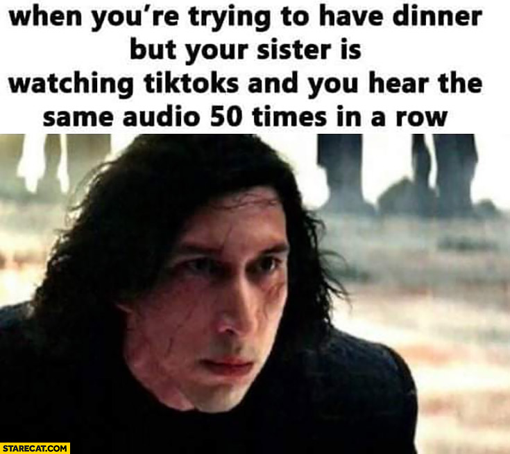 When you’re trying to have dinner but your sister is watching tiktoks and you hear the same audio 50 times in a row