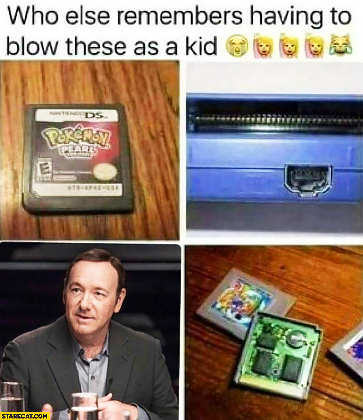 Who else remembers having to blow these as a kid? Kevin Spacey cartridges