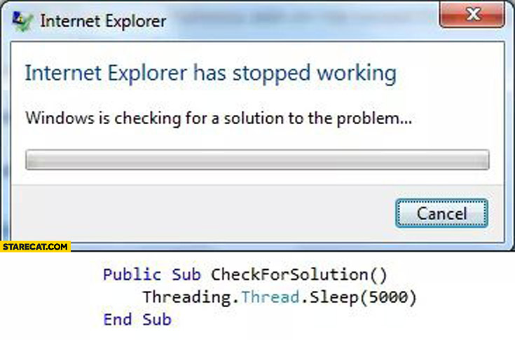 Windows is checking for a solution thread sleep 5000
