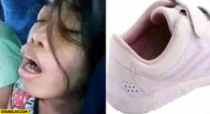 Woman’s face looking like shoe