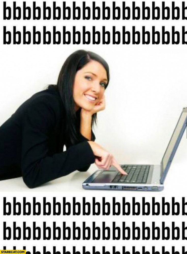 Women using laptop holding key b typing bbbbb