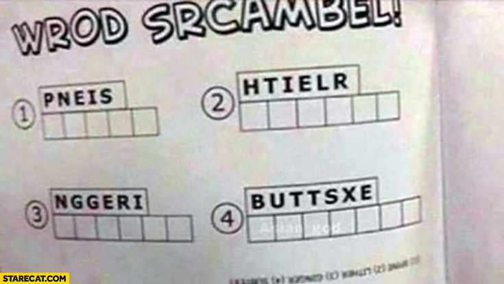 Word scramble silly words to guess hitler penis trolling