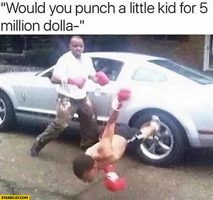 Would you punch a little kid for 5 million dollars? Punched him already