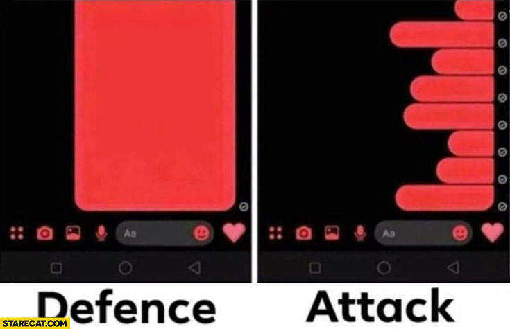 Writing on messenger defence vs attack