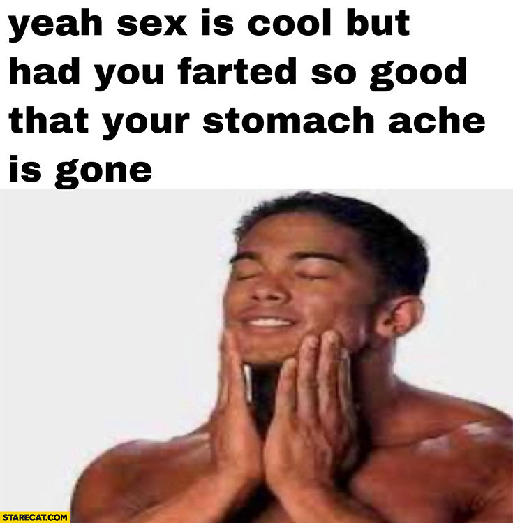Yeah sex is cool but had you farted so good that your stomach ache is gone