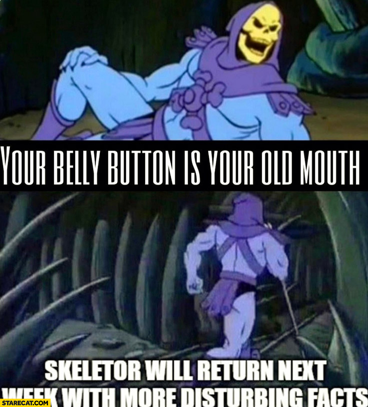 Your belly button is your old mouth Skeletor will return next week with more disturbing facts