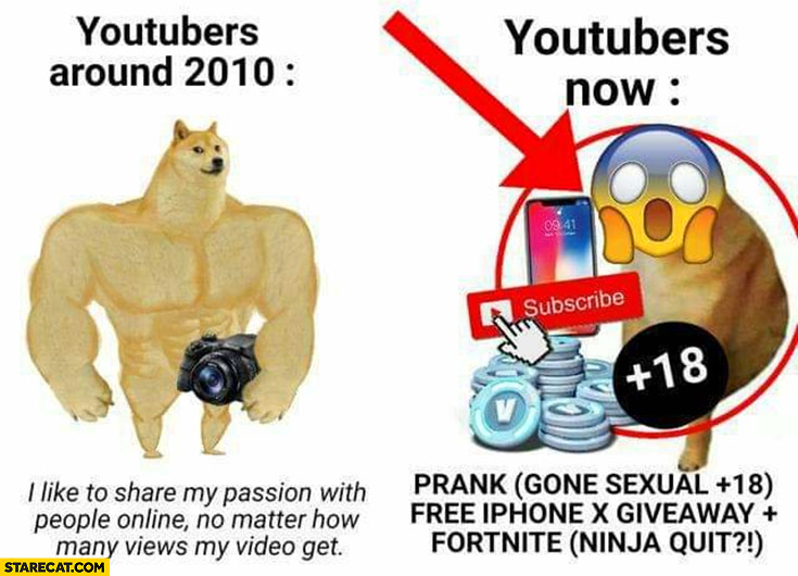 Youtubers around 2010 vs youtubers now video movie cover comparison