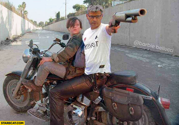 Yusuf Dekic Turkey Paris olympics shooter Terminator movie motorbike scene photoshopped