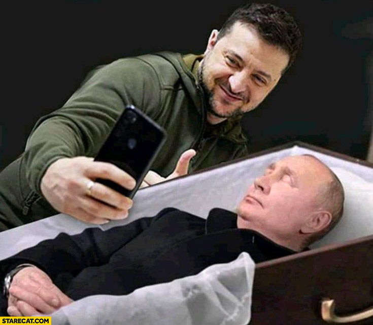 Zelensky selfie with dead Putin